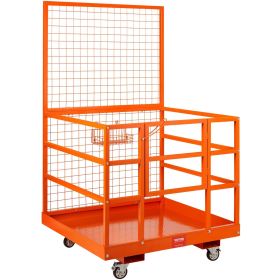 VEVOR Forklift Safety Cage Work Platform 43X45in 1400lbs w/ Wheels for Aerial