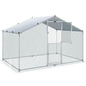 VEVOR Large Metal Chicken Coop with Run, Walkin Chicken Coop for Yard with Waterproof Cover, 6.6 x 9.8 x 6.6 ft