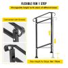 VEVOR Outdoor Stair Railing, Fit 1 or 2 Steps Wrought Iron Handrail, Adjustable Front Porch Hand Railings