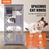 VEVOR Cat House Outdoor, 3-Tier Large Catio, Cat Enclosure with 360° Rotating Casters, 2 Platforms, A Resting Box and Large Front Door