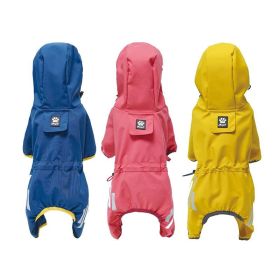 Small dog raincoat; body full surrounding; waterproof poncho pet clothes; with tow holes in the back (colour: Rose red, size: M (recommended weight 4-6 kg))