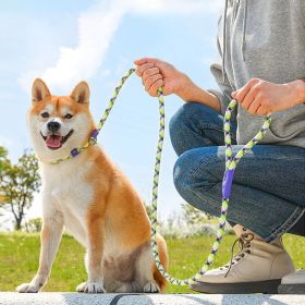 Dog Rope Pet Pulling Rope Puppy Strap Traction Rope Heavy Duty Belt Large Dog Leash Dog Collar Strap Dog Training Pet Harness Hands-Free Leash For Sma (Color: Yellow Blue, size: 1.5x0.6)