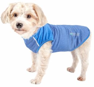 Pet Life Active 'Aero-Pawlse' Heathered Quick-Dry And 4-Way Stretch-Performance Dog Tank Top T-Shirt (Color: Blue, size: X-Small)