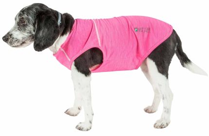 Pet Life Active 'Aero-Pawlse' Heathered Quick-Dry And 4-Way Stretch-Performance Dog Tank Top T-Shirt (Color: Pink, size: X-Small)